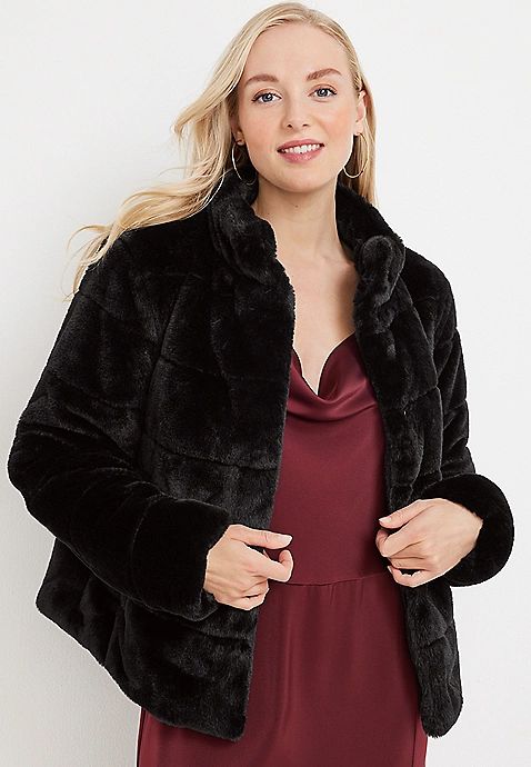 Black Faux Fur Coat | Maurices