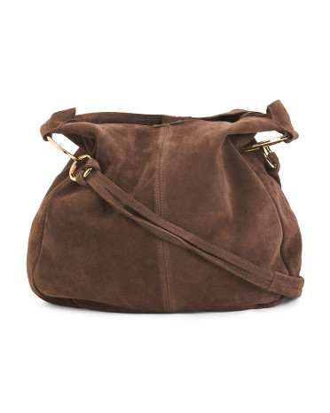 Made In Italy Suede Satchel Hobo With Rings | TJ Maxx