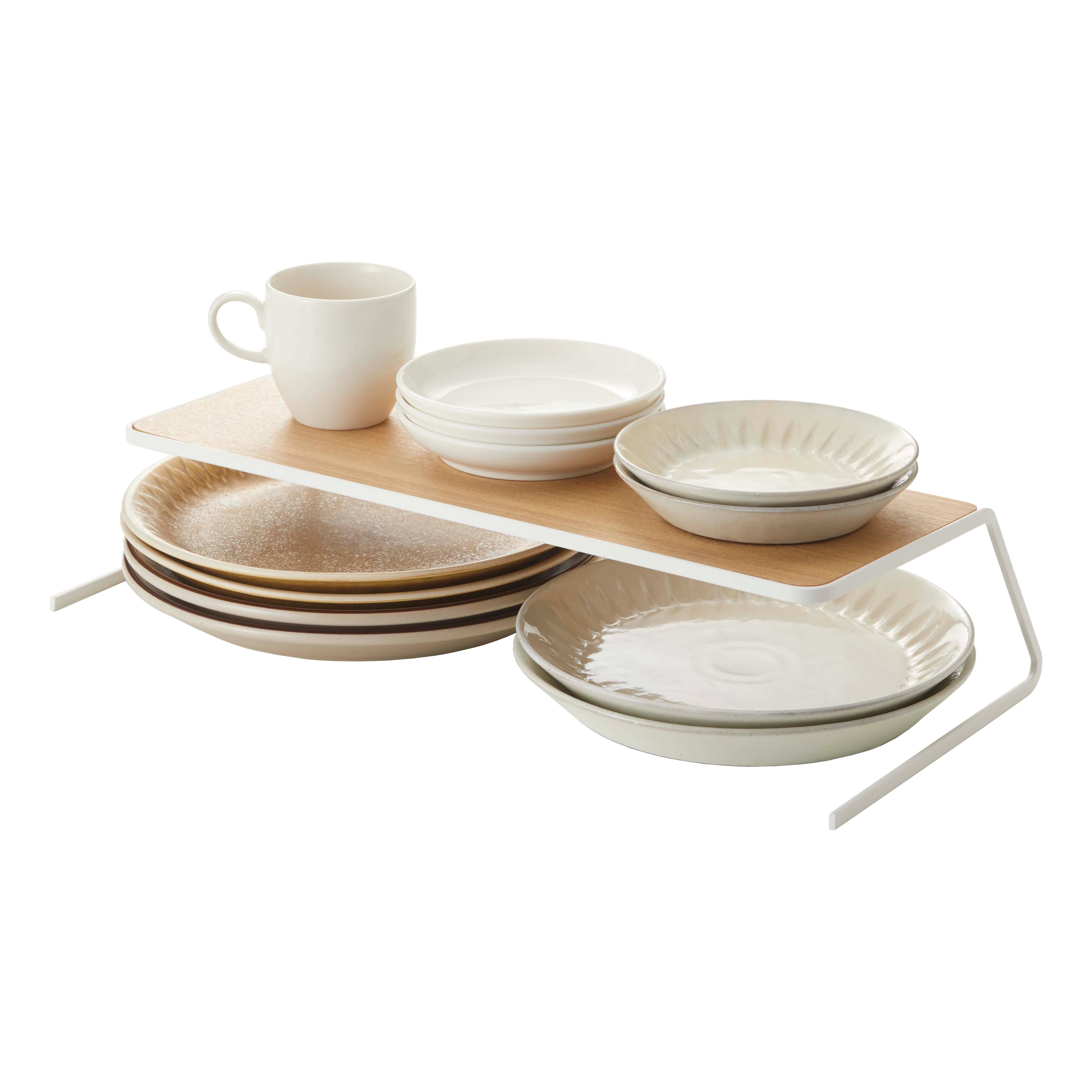 Yamazaki Home Dish Riser - Kitchen Cabinet Shelf And Organizer, Steel + Wood, Large | Wayfair North America