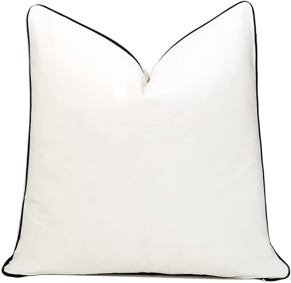 THE-TINOART Square Solid White Black Velvet Throw Pillow Covers 22x22 Soft Decorative Cushion Cov... | Amazon (US)