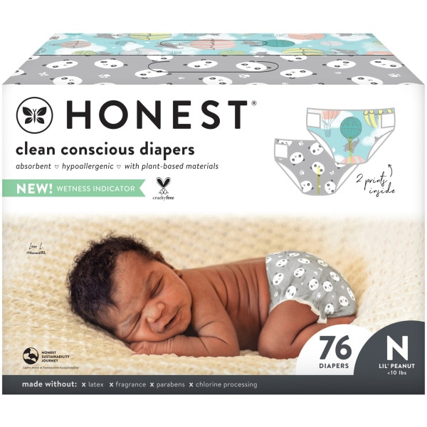 The Honest Company - Club Box, Clean Conscious Diapers, Above It All + Pandas, Size 0 NB, 76 Coun... | Walmart (US)