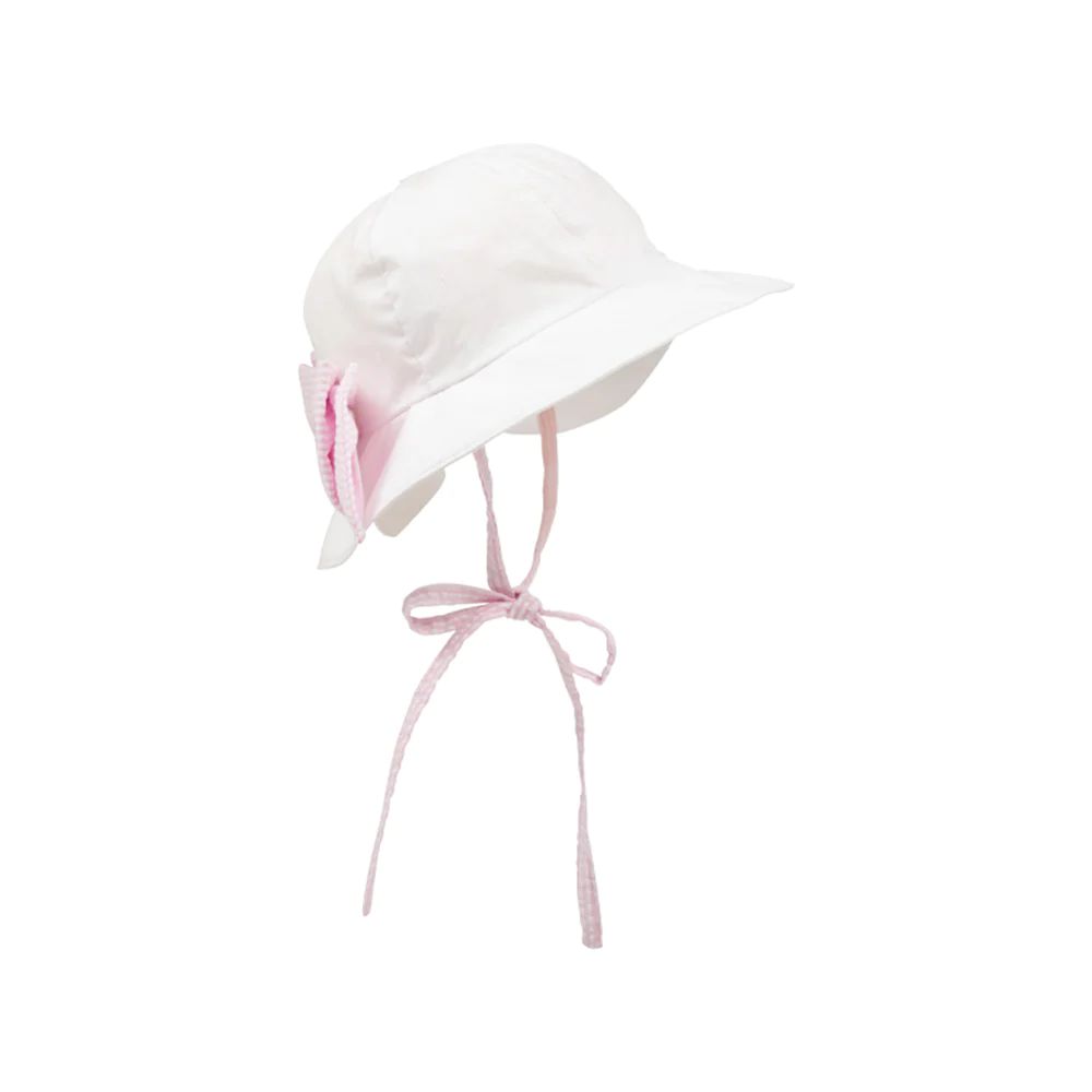 Pippa Petal Hat - Worth Avenue White with Pink Savannah Seersucker | The Beaufort Bonnet Company