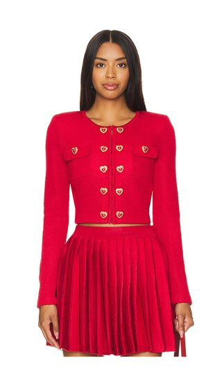 Knit Heart Buttoned Cardigan in Red | Revolve Clothing (Global)