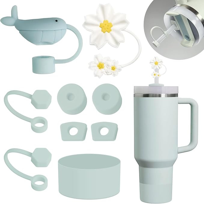 Stanley Cup Accessories Set Including 6 Pcs Silicone Spill Proof Stopper, 2 Pcs Straw Cover Cap f... | Amazon (US)