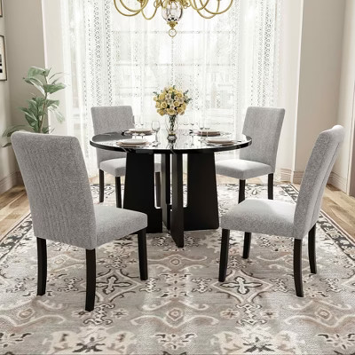 MAYEERTY 5-Piece Round Dining Set, 43" Table & 4 Upholstered Chairs | Target