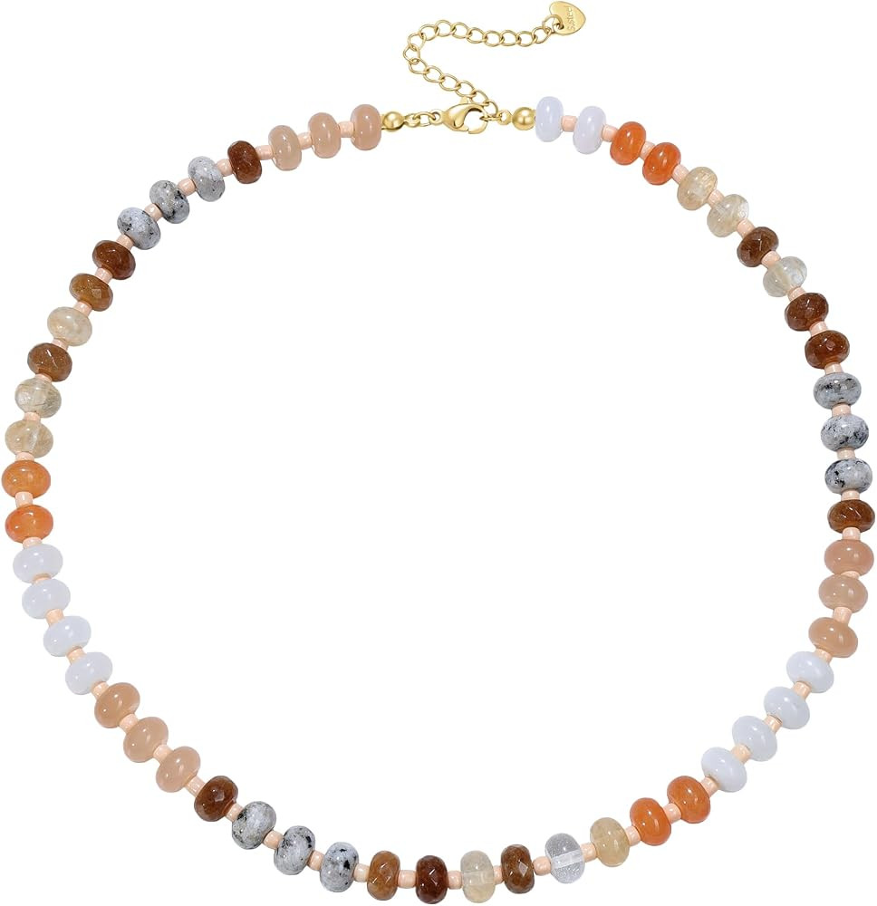 Zoesky Beaded Necklaces for Women, Handmade Boho Colorful Bead Choker Necklace, Natural Stone Sta... | Amazon (US)