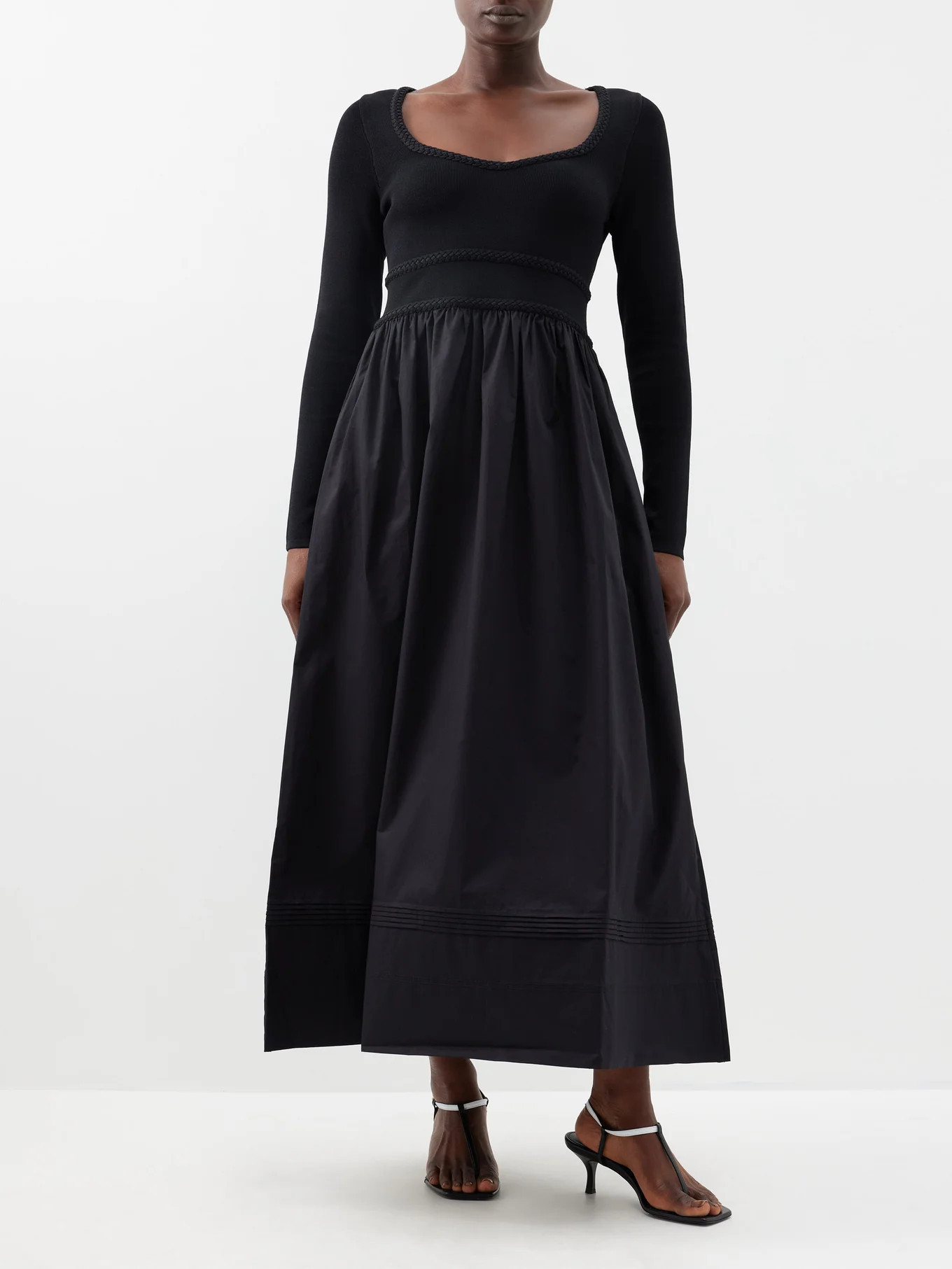 Audrey sweetheart-neck knit and twill dress | Aje | Matches (UK)