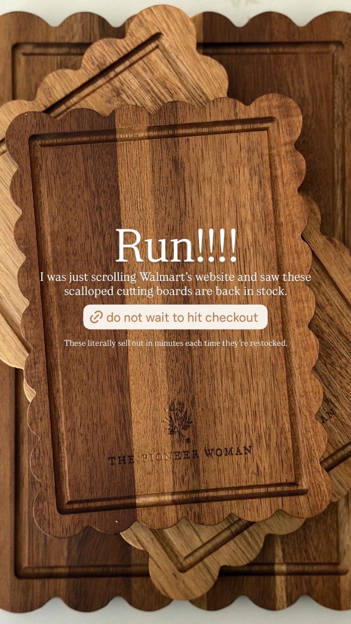 Run!!!! I was just scrolling Walmart’s website and saw these scalloped cutting boards are back in stock. These literally sell out in minutes each time they’re restocked. #walmart