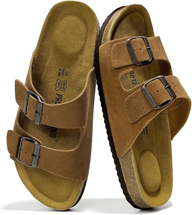 Project Cloud Genuine Leather Mens Sandals with Memory Foam Natural Cork Footbed Slides for Men F... | Amazon (US)