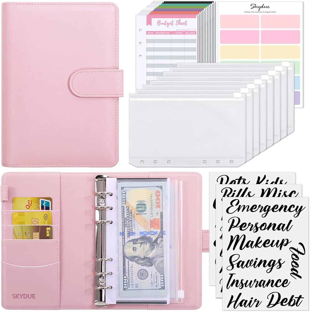 SKYDUE Budget Binder, Money Saving Binder with Zipper Envelopes, Cash Envelopes and Expense Budge... | Amazon (US)