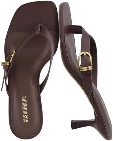 CUSHIONAIRE Marlin Low Kitten Heels for Women, Thong Style Dressy Heeled Womens Sandals with Adju... | Amazon (US)