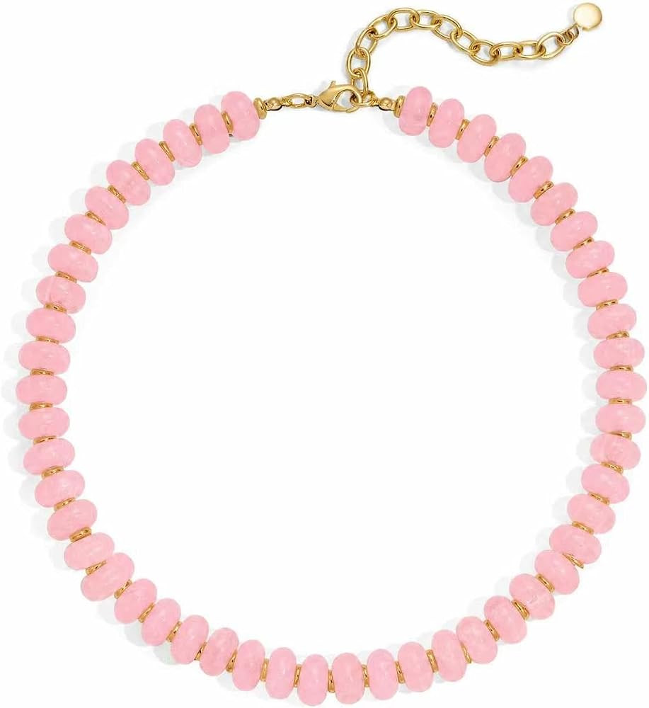 Colorful Beaded Statement Necklace for Women, 14mm Chunky Rondelle Beads, Gold Plated Adjustable ... | Amazon (US)