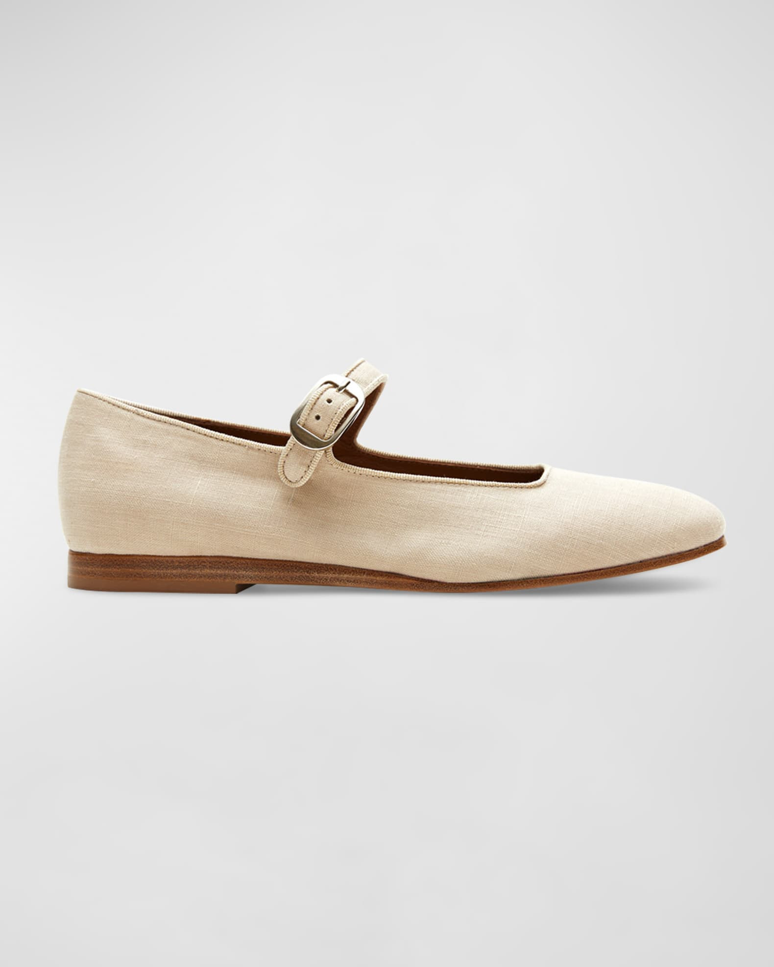Linen Mary Jane Ballerina Flats | Neiman Marcus