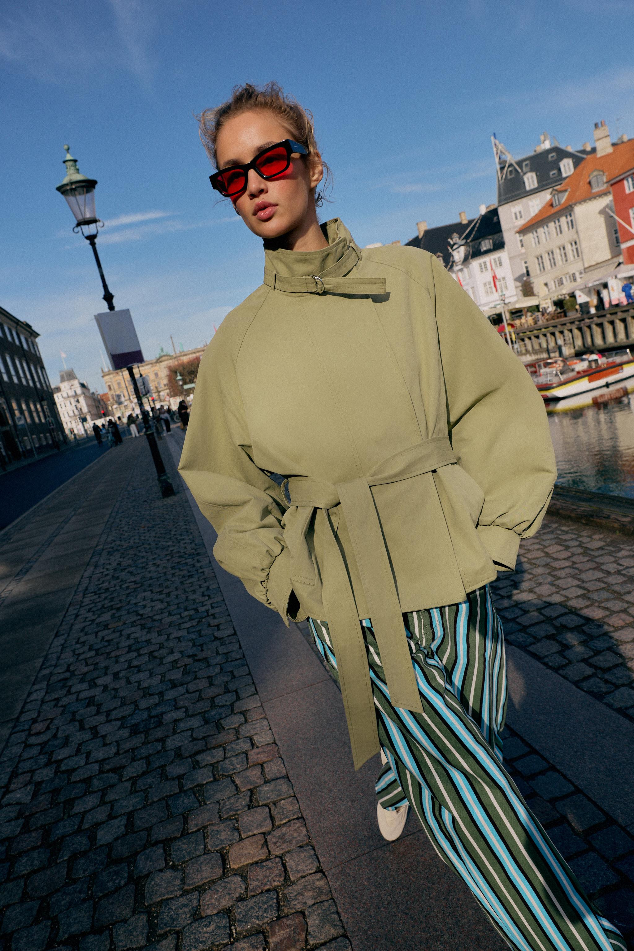 HIGH-NECK JACKET WITH BELT | Zara UK