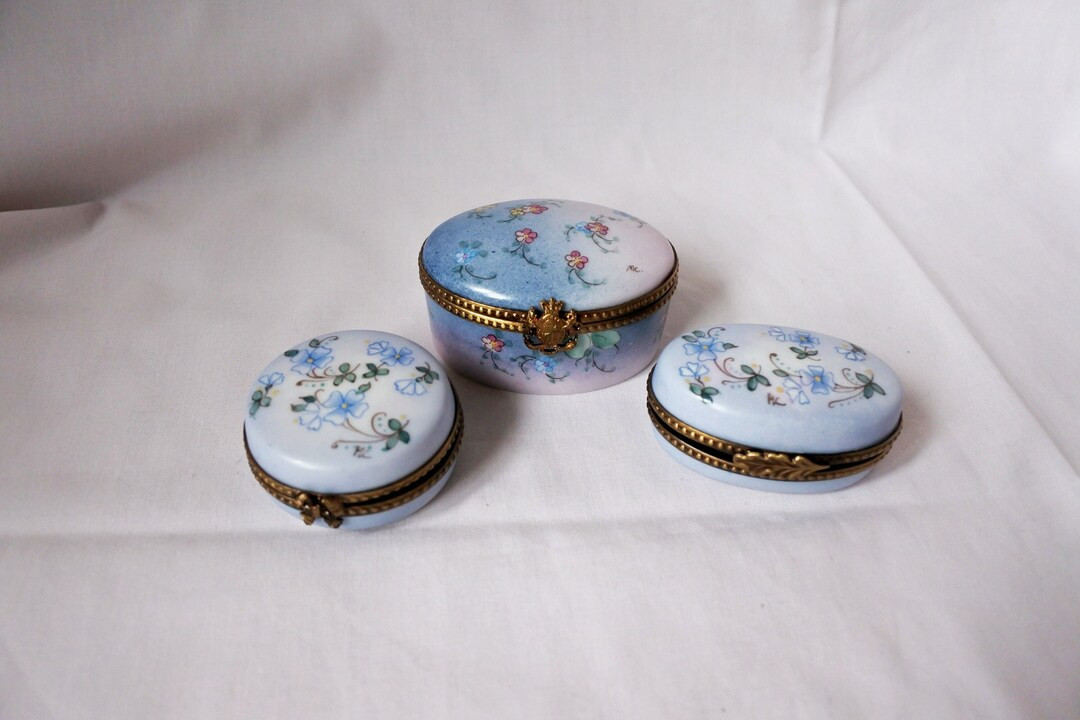 Three Vintage Limoges France Trinket Boxes Hand Painted - Etsy | Etsy (US)