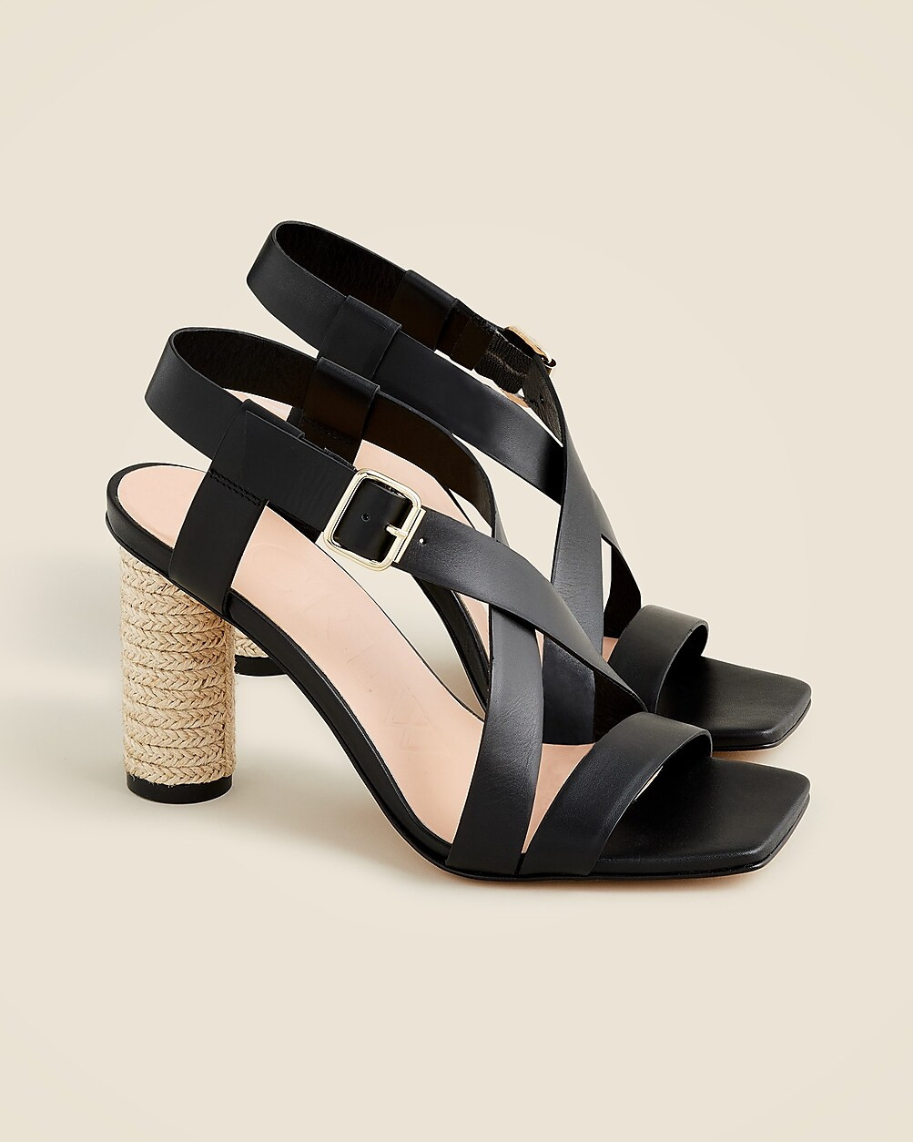 Rounded rope-heel sandals in leather | J. Crew US