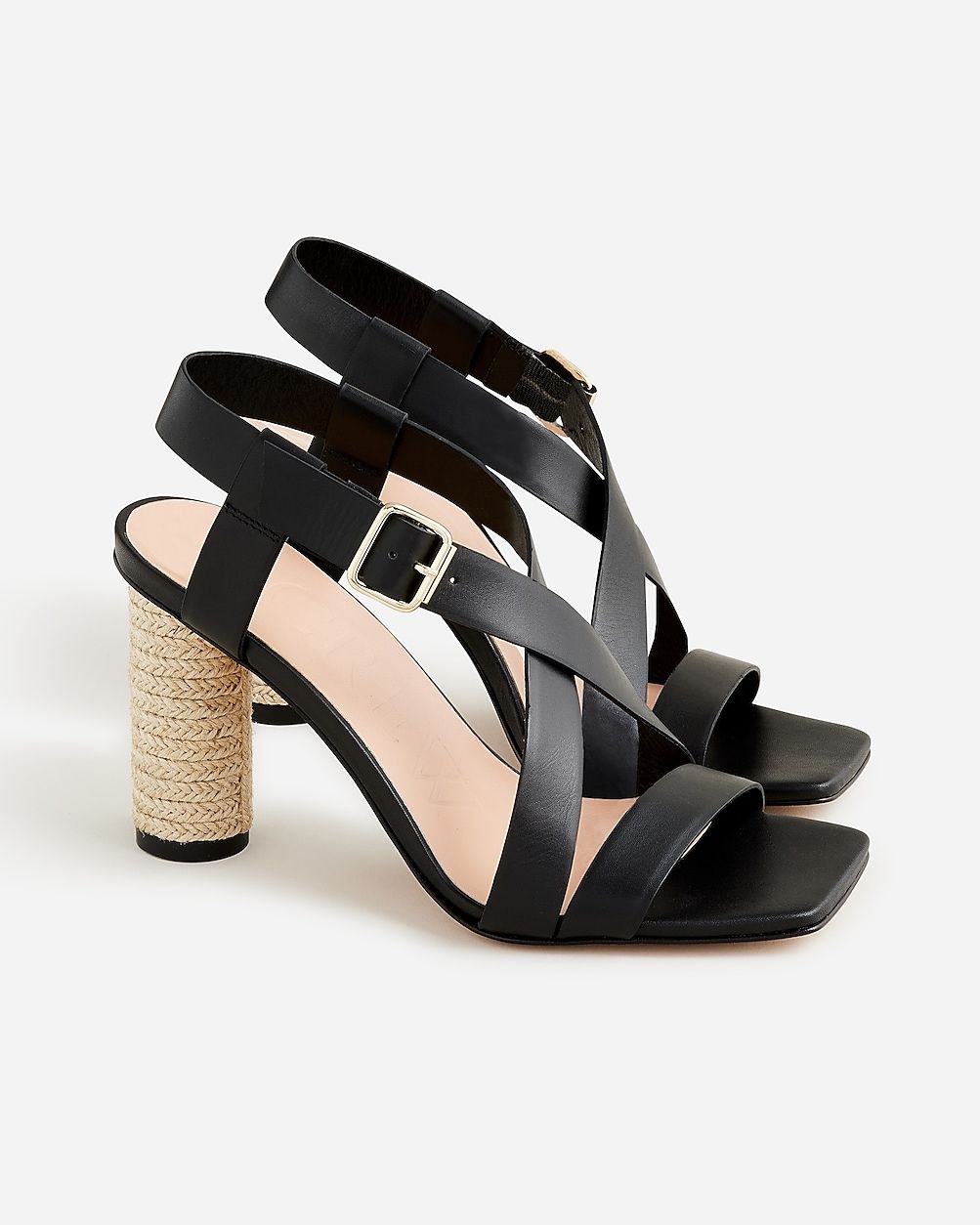 Rounded rope-heel sandals in leather | J.Crew US