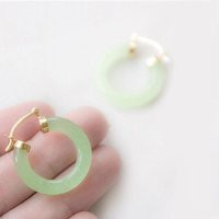 14K Gold Jade Hoop Earrings - Natural Gemstone Jewelry, Green Stone Hoops, Elegant Gift For Her, Minimalist | Etsy (US)