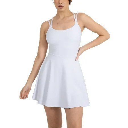 YITTY Active Women's UltraLuxe Strappy Tennis Dress with Built in Short, Athleisure, 4-Way-Stretch, True White, XL | Walmart (US)