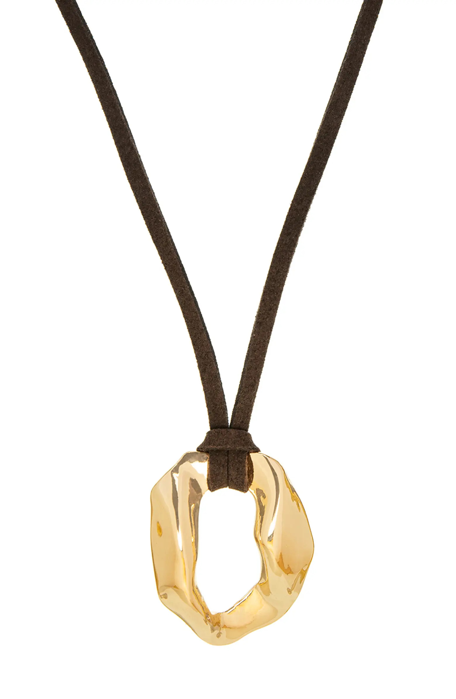 MARLYN SCHIFF Circle Charm Suede Pendant Necklace | Nordstrom | Nordstrom