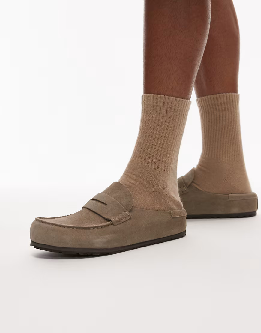 Birkenstock Unisex Naples wrapped loafer in taupe suede-Neutral | ASOS (Global)