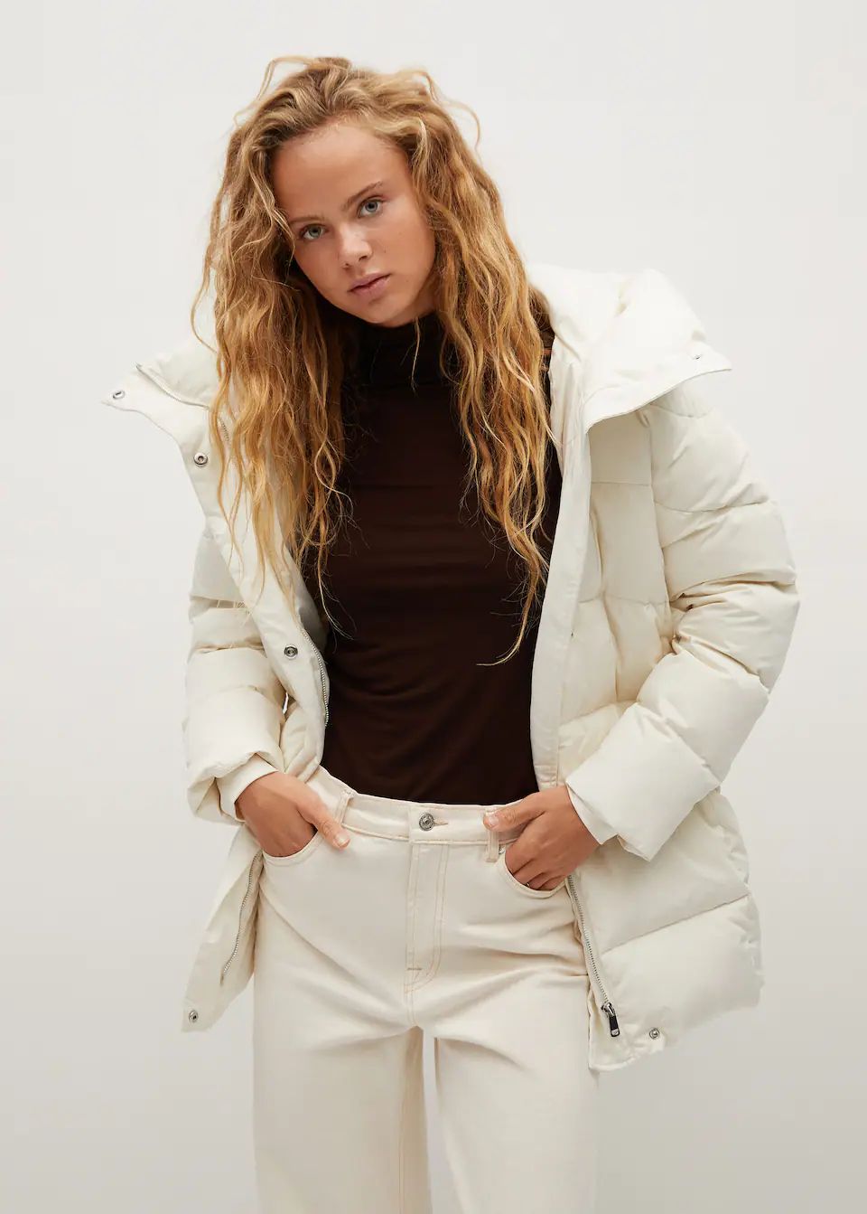 Feather down hooded coat | MANGO (UK)