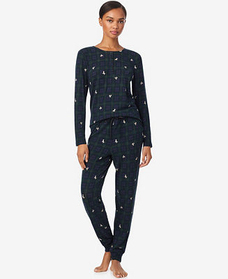 Women's Long Sleeves Henley Jogger Pajama Set | Macy's