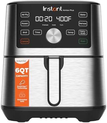 Instant Pot 6QT VORTEX Plus Air Fryer, 6-in-1, Air Fry, Broil, Dehydrate, Crisp, Roast, Reheat, B... | Amazon (US)
