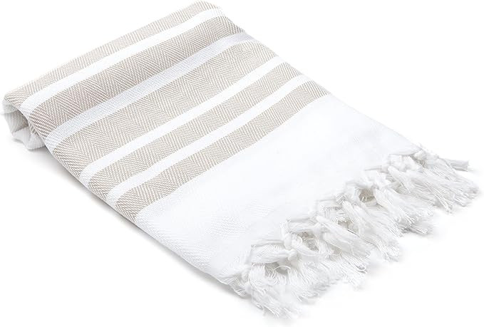 Olive&Linen Herringbone Turkish Hand/Kitchen Towel, Desert Sand | Amazon (US)