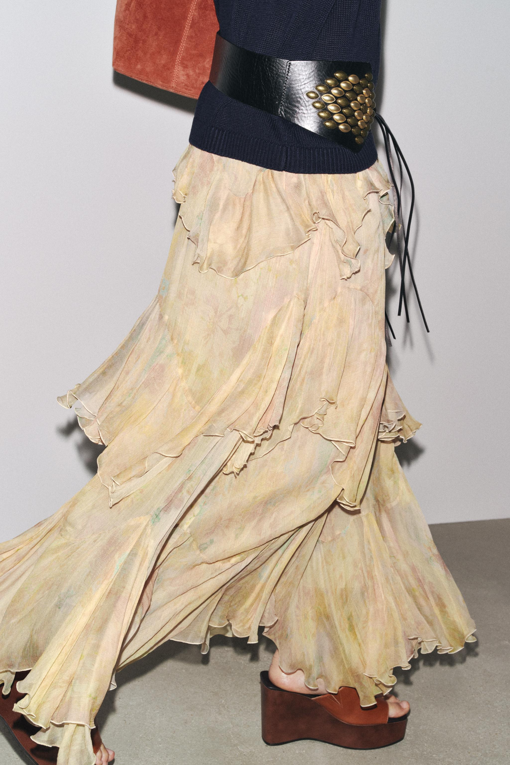 ZW COLLECTION PRINTED RUFFLE SKIRT | Zara US