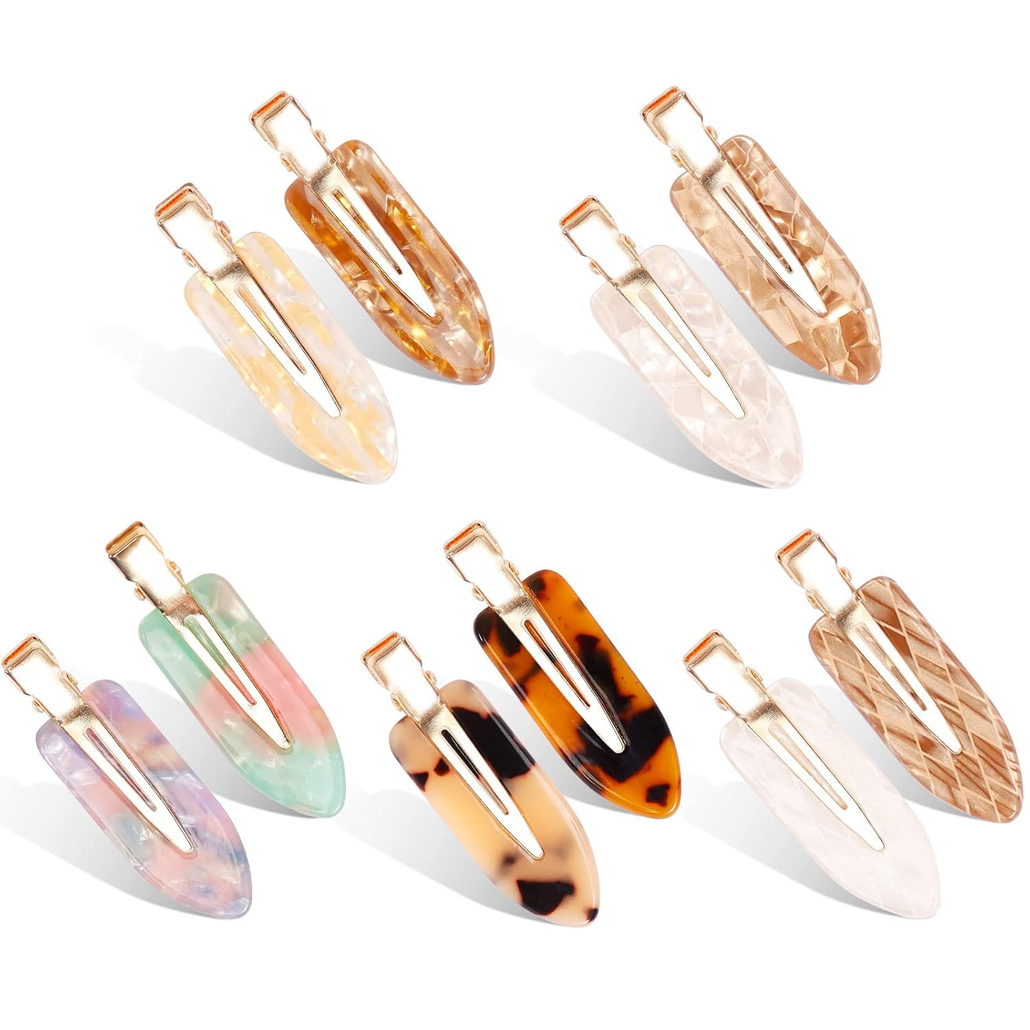 KesaPlan 10PCS No Bend Hair Clips, Acrylic Resin No Crease Hair Clips for Styling, Colorful Creas... | Amazon (US)