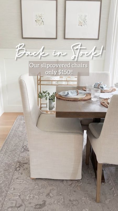 Restock alert! Our slipcovered dining chairs were just restocked but they won’t last long! They are only $150! Last time they sold out in a few days. They are a pretty ivory/flax colored performance linen fabric - so Classic and beautiful! Works as an end chair or side chair. Marshalls find, dining furniture, dining room. 

#LTKhome #LTKsalealert #LTKFind