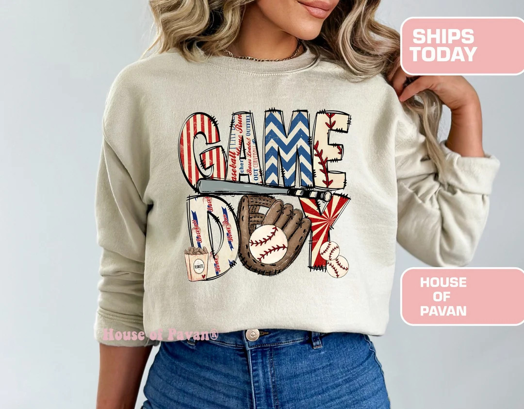 Baseball Game Day Sweatshirt, T-mom Shirt, Baseball Crewneck for Women, Sports Mom, Mothers Day G... | Etsy (US)