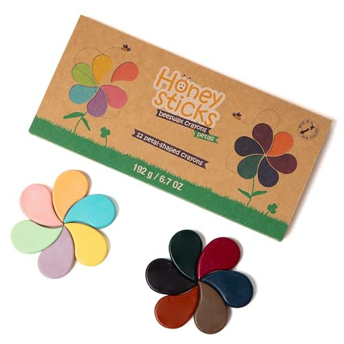 Honeysticks Flower Shaped Beeswax Crayons (12 Pack) - Non Toxic Crayons Made with Pure Beeswax, Chunky Petal Shaped Crayons, Easy To Hold And Use, Safe For Ages 1+, Gift for Toddler, Girls 3-6 | Amazon (US)
