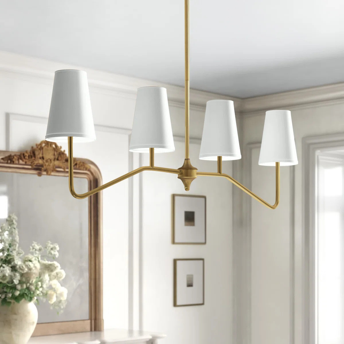 Diana 4 - Light Kitchen Island Linear Pendant in Natural Brass | Wayfair North America