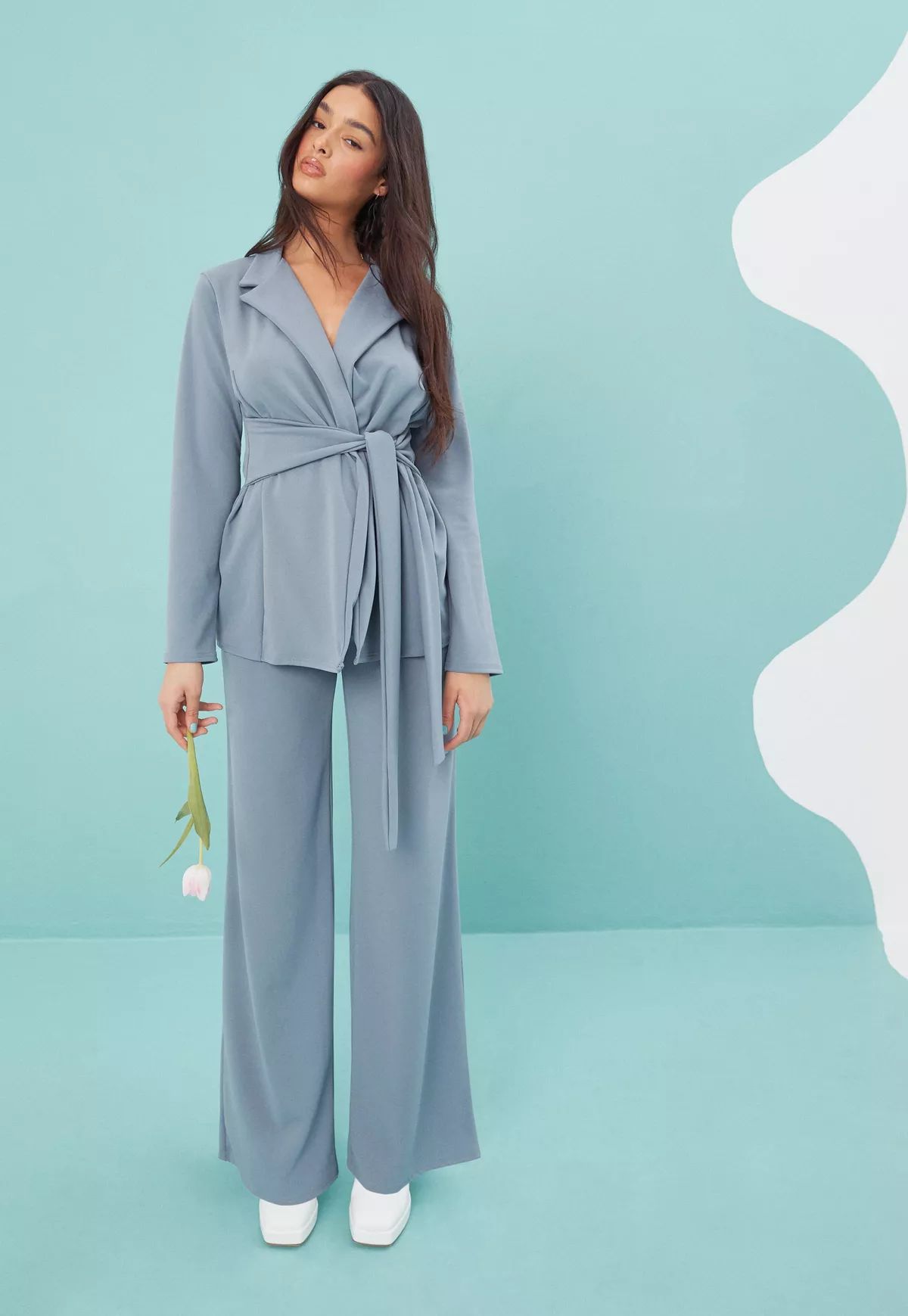 Blue Co Ord Jersey Wide Leg Pants | Missguided (US & CA)