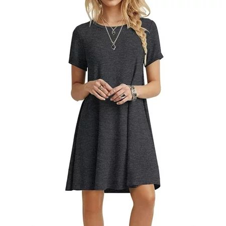 Women s Summer Casual Tshirt Dresses Short Sleeve Boho Beach Dress | Walmart (US)