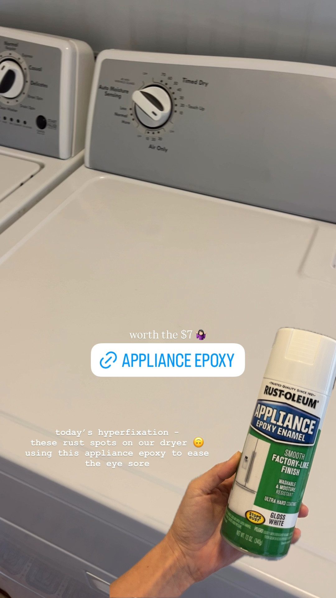 Appliance epoxy - made such a difference for only $7. Comes in lots of colors. After sanding I sprayed the epoxy spray paint and it looks so much better!

#LTKHome