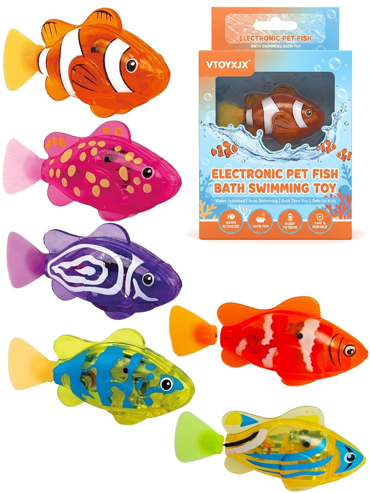 Electronic Pet Fish Bath Swimming Robot Fish Glowing Water Activated Robotic Alive Swim Fishes Moving Colorful Fishing with LED Lights for Pool Bathtub Adult Cat Dog(6pcs) | Amazon (US)