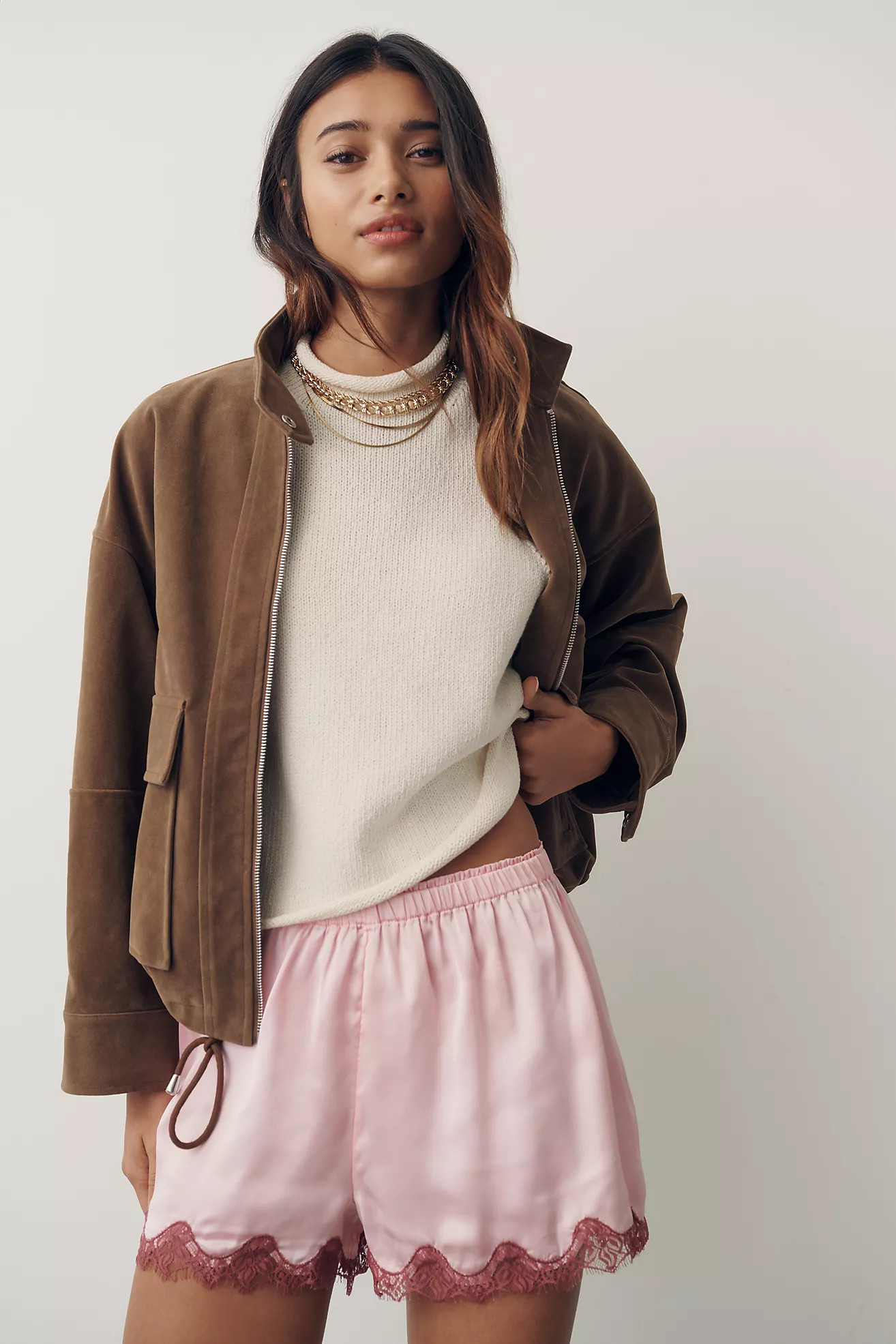 LyreBird Silken Lace-Trim Shorts | Anthropologie (US)