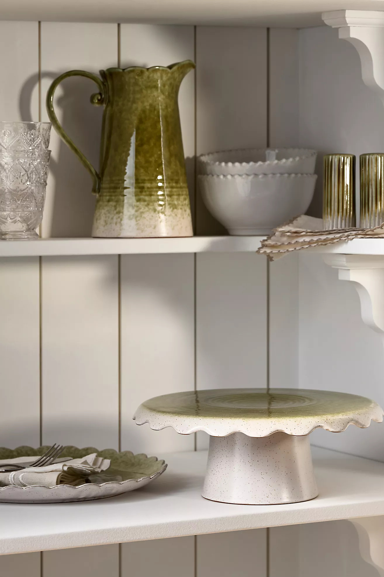 Ruffle Reactive Glaze Stoneware Cake Stand | Anthropologie (US)