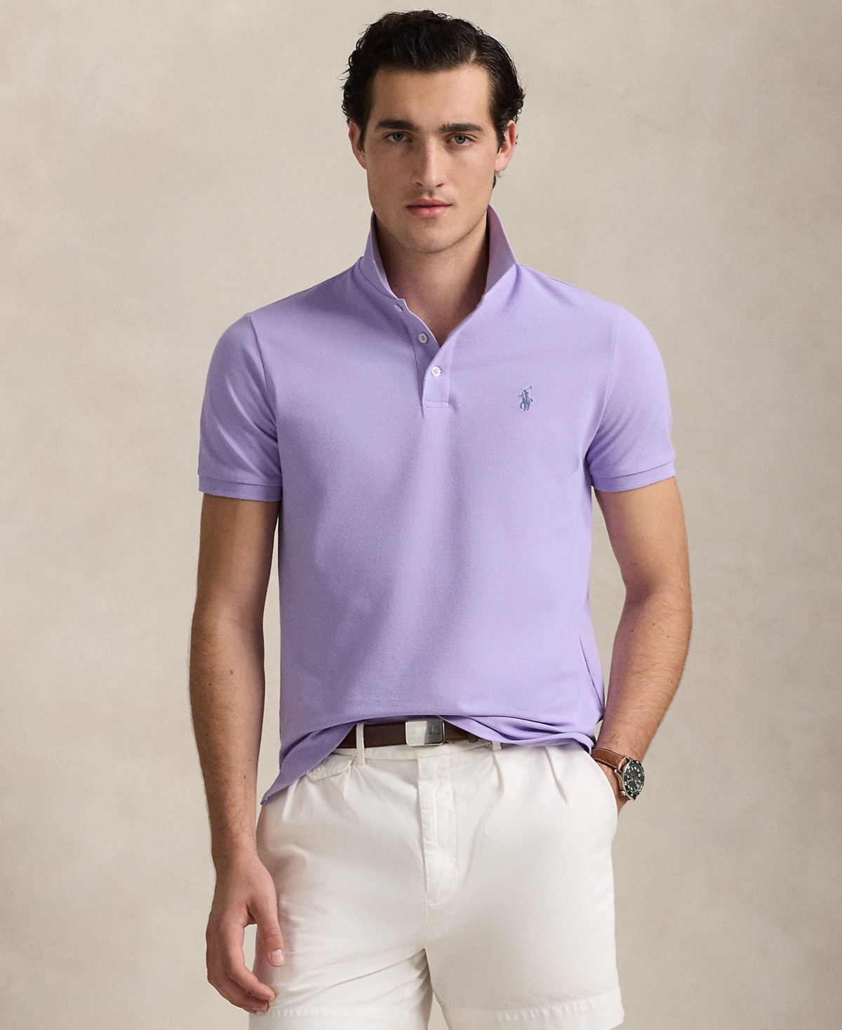 Polo Ralph Lauren Men's Classic-Fit Stretch Mesh Polo Shirt - Powder Purple | Macy's