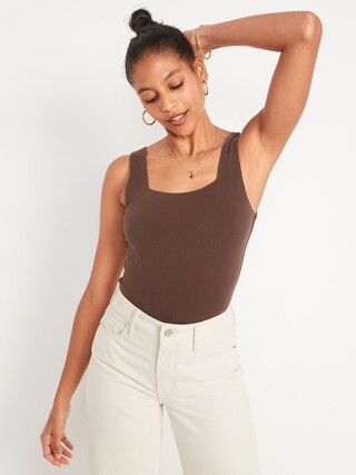 Fitted Sleeveless Square-Neck Bodysuit for Women | Old Navy (CA)