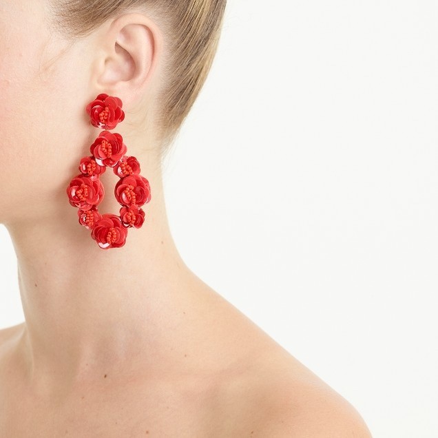 Leather-backed sequin petal earrings | J.Crew US