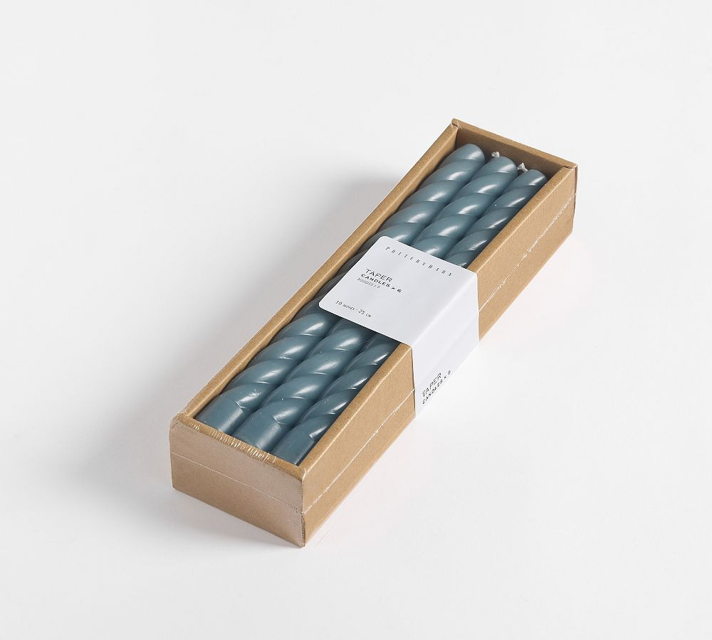 Twisted Flame Taper: Chambray: Set Of 6 | Pottery Barn (US)