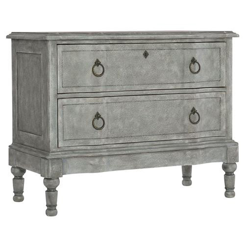 Verdana French Country Grey Blue Wood 2 Drawer Nightstand | Kathy Kuo Home