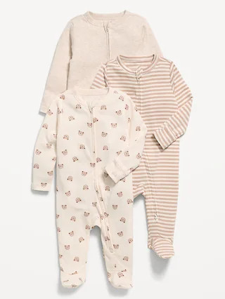 2-Way-Zip Sleep & Play Footed One-Piece 3-Pack for Baby | Old Navy (CA)