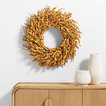Faux Golden Yellow Mini Berry Wreath 32 | Crate & Barrel