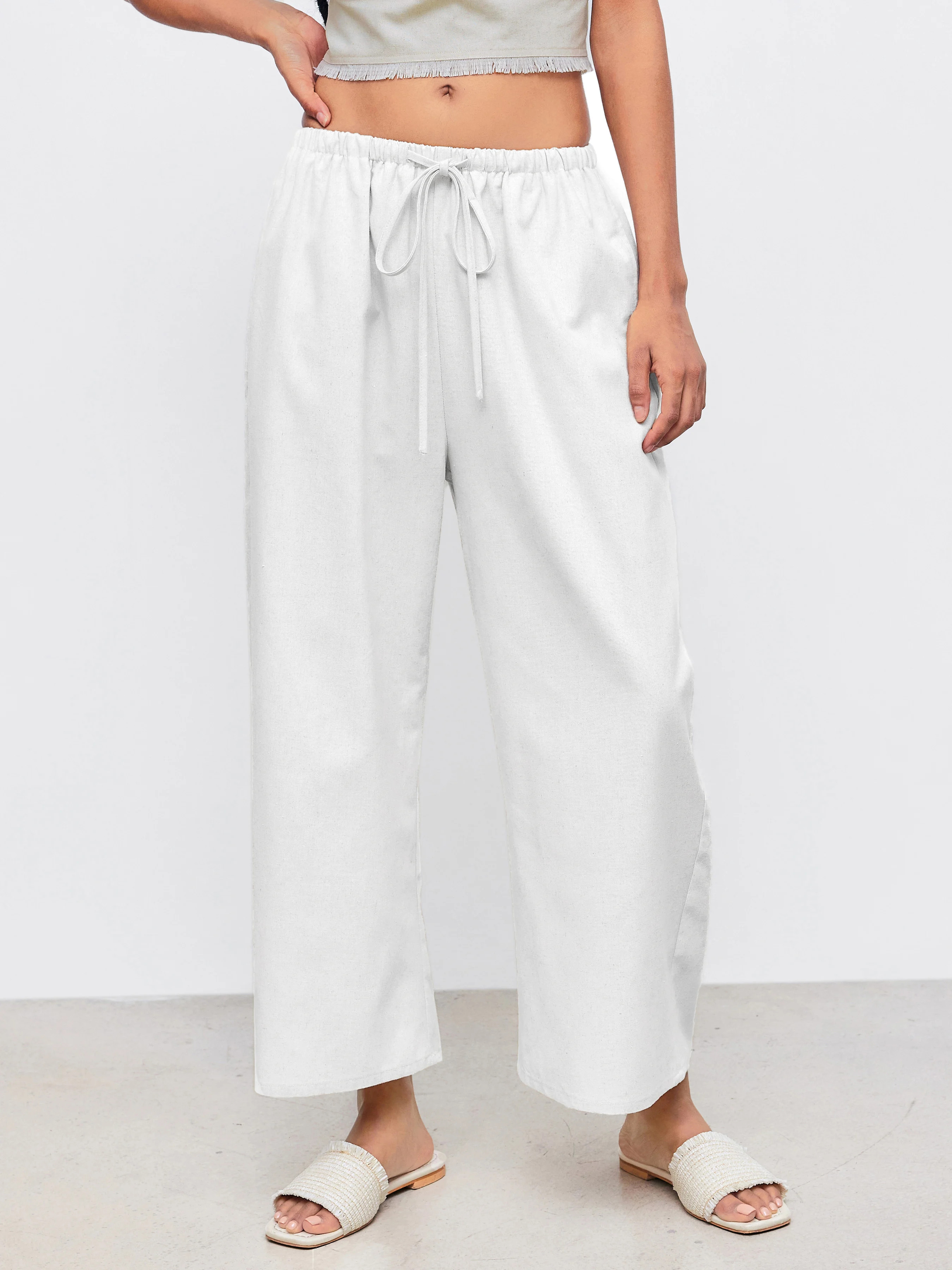 Drawstring Pull-On Linen Pant | Cider