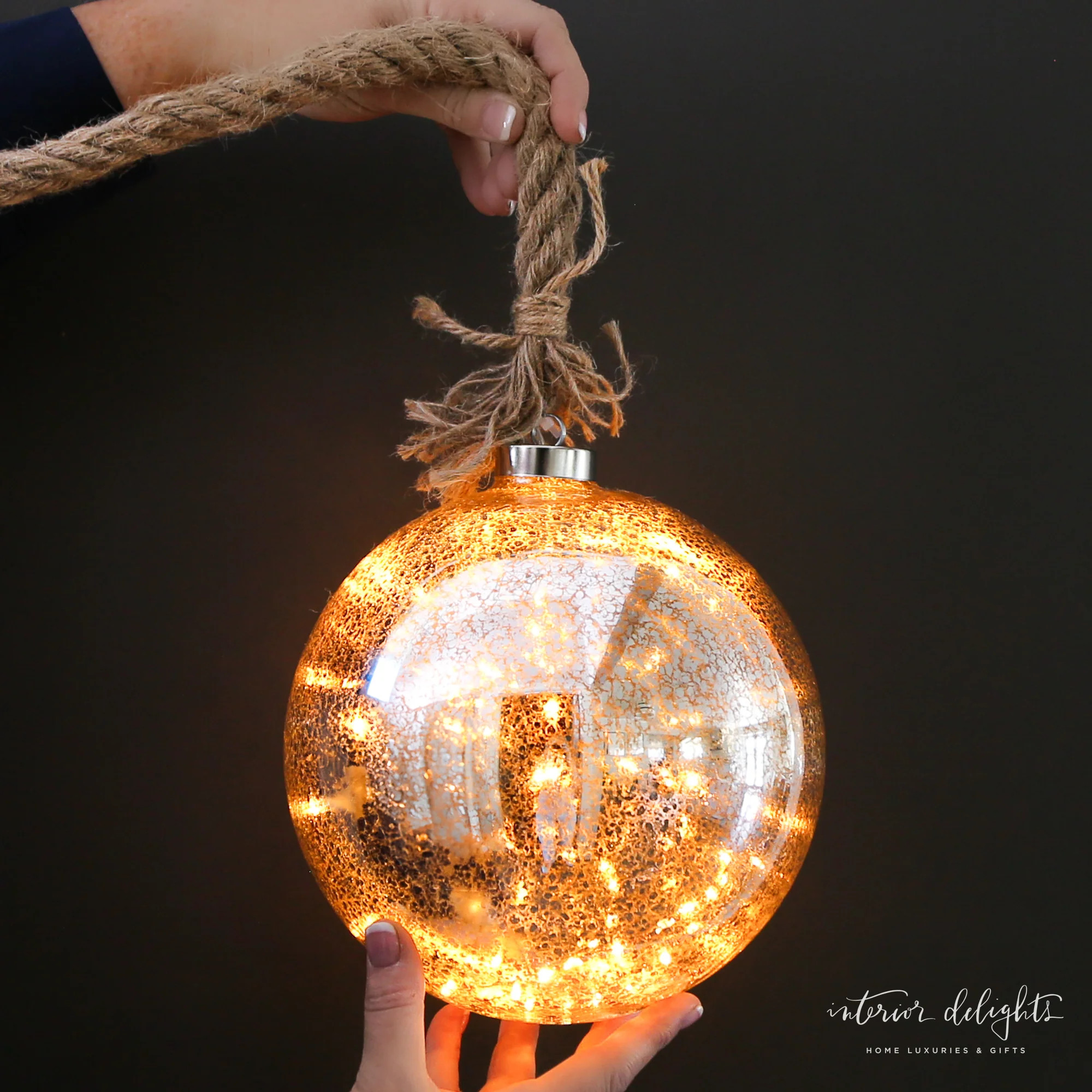 Round: Luster Glass LED Ornament, Round with remote | Interior Delights